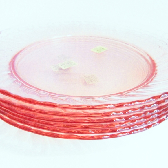 Arcoroc Kitchen 4 Arcoroc France Rosaline Pink Swirl Depression Glass Dinner Plates Poshmark